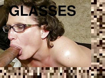 Voluptuous GILF in glasses interracial energizing sex video
