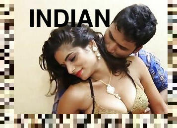 Real exotic Indian mom with big natural tits and her husband