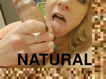 blonde slut with natural tits Lisey Sweet sucks for facial cumshot