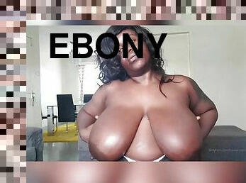 Ebony mom with monster boobs SexyChocolateXXX has her big nipples sucked - boob play