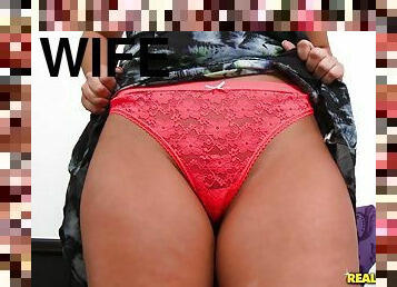Hispanic Housewife Shows Her Big Red Panties At Casting