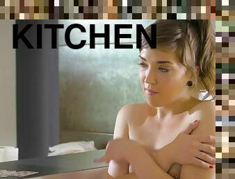 Step mom and daughter Alisha Rage and Iskra are having ffm threesome in kitchen
