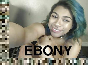 Chubby ebony teen shows her big ass on cam and fucks herself with a toy