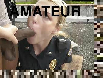 amatör, avsugning, casting, blond, vacker, ängel, uniform, brunett