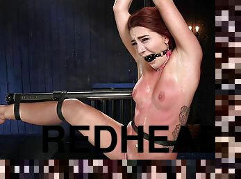 Redhead bitch gets waxed and whipped