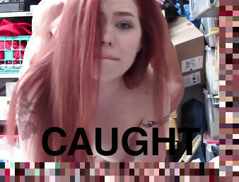 Pale skinned redhead beauty thief got caught and had sex