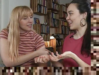 Amateur Lesbian Babes Play With the Magic Wand - Lesbian porn interview