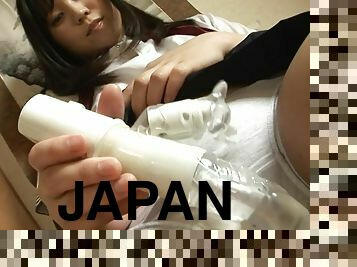 asiatisk, masturbation, brudar, tonåring, japansk, ung18, uniform