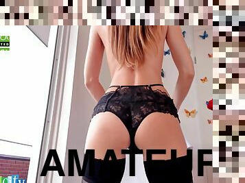 Lingerie clad cam model strips down for her fans on webcam
