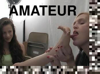 Cute amateur lesbians - hot foot fetish porn video