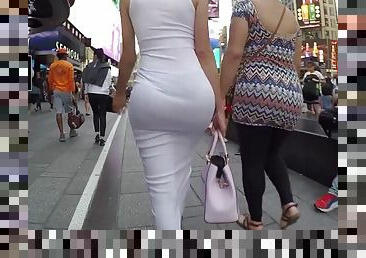 big arse in dress with VPL - Amateur Porn