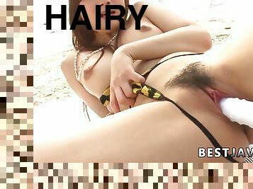Fuck yeah, Mayuka Akimoto gets her hairy pussy creamed by a stunning fake Asian cock in this amazing porn scene!