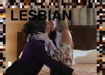 diikatkan-pada-tubuh, lesbian-lesbian, mainan, ganda, menembus