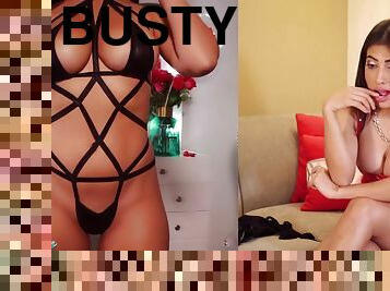 Hot Latina brunette in lingerie try on - Fetish solo