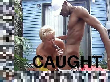 Tracy lame .... gets caught by the naughty neighbor!