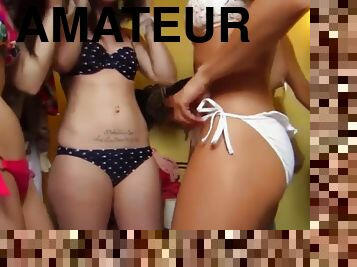 orgie, amateur, ejaculation-sur-le-corps, point-de-vue, méchant, bikini, hôtel, vacance-de-printemps