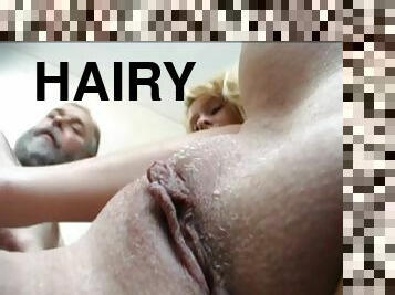 Teen's hairy bush drilled deep