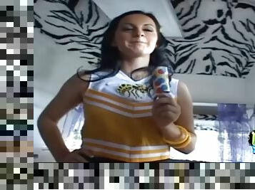 brudar, tonåring, hardcore, porrstjärna, stripp, cheerleader, uniform, retande