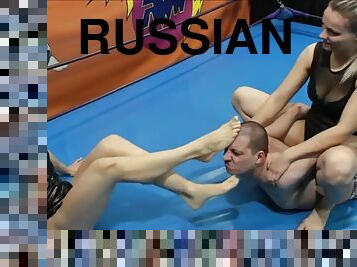 Russian girls defeat and humiliate a guy