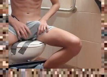 Skinny guy public bathroom