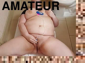 baignade, amateur, belle-femme-ronde, petite-amie, douche