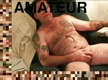 vieux, amateur, ejaculation-sur-le-corps, gay, plus-agée