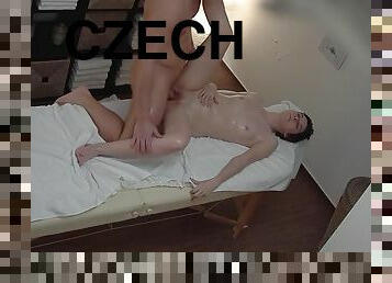 Czech Brunette Screws during full body massage - spycam reality hardcore