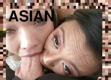 asiatisk, storatuttar, anal, avsugning, cumshot, gigantisk-kuk, porrstjärna, trekant, koreansk, brunett
