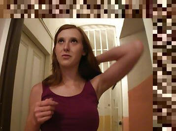 Fake College Inspector Gets Busty Redhead To Pay With Blowjob - Reality