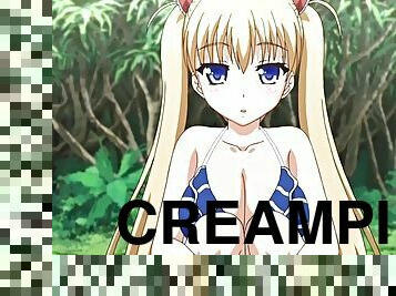 japansk, creampie, anime, hentai