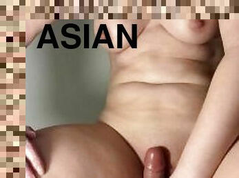 asiatisk, masturbation, amatör, leksak, smutsig, ritt, dildo, ensam