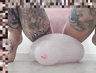 chatte-pussy, amateur, salope, blonde, fétiche, latex, solo, tatouage