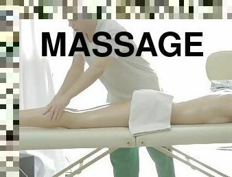 Cute customer analed by her masseur at the first massage table