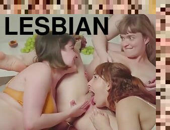 lesbisk, kompilering, dildo