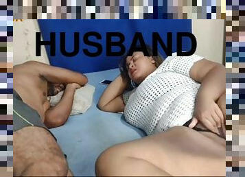 WHILE HUSBAND DOESNT SEE SADADAS WIFE, HE CANT HANDLE HARD AND MASTURBATE HOT BY HER SIDE UNTIL HE COME