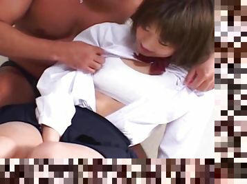 Cute Japanese schoolgirl gets fucked hard uncensored