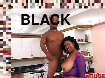 Black girl has great sex with a black midget