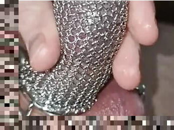 Chainmail Penis Chastity Cage. Can I jerk off and cum?