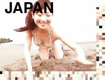 japanci, plaža, bikini