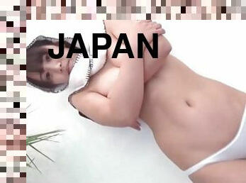 Japanese teen covers breasts with her hands