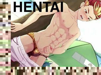 asien, masturbieren, öffentliche, schwer, homosexuell, wichsen, creampie, anime, hentai, allein