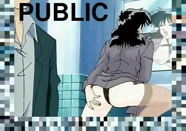 Anime girl has public orgasms from pussy stimulation