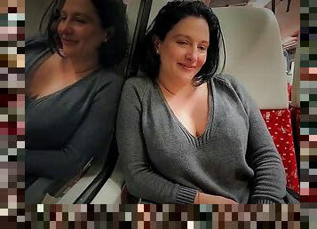 Very risky sex on a real public train ended with a cumshot in her big ass, real amateur Dada Deville