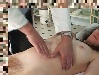 poilue, mature, médecin, brunette, examen-gyno