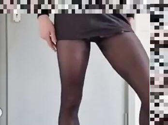 HUGE 8 INCH DICK cumming all over pantyhose
