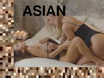 asiatisk, lesbisk, tenåring, brunette