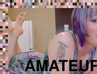 shemale, amatör, fötter, ensam, tatuering, tår