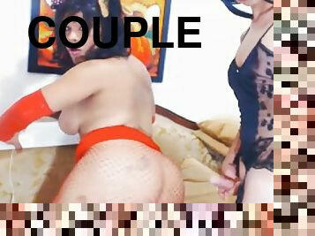 Transsexual couple having fun anal fuck