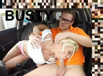 Busty barbie sins fucked by driving instructor in the car