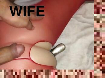 Wife red bodystockig great anal cumshot